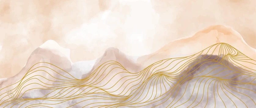 抽象艺术简约线条山水风景日落插画背景画芯装饰图片AI矢量素材【006】